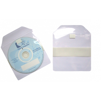 Pochettes CD avec rabat adhésif et bande autocollante de 25mm au dos (1000 unités)