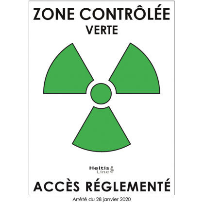 Trèfle signalisation vert "zone contrôlée" adhésif