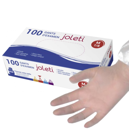 Gants vinyle non poudrés non stériles Joleti (boite de 100